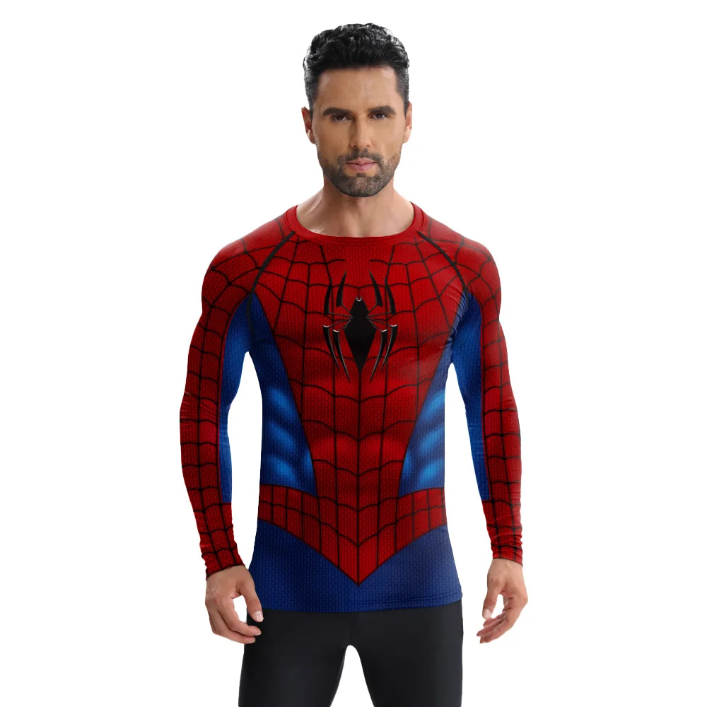 

Spider Comics Shirt Men Superhero Armor 3D Printed Clothing Long Sleeve Tops Quick Drying Elastic Sport Compression Shirt ﻿