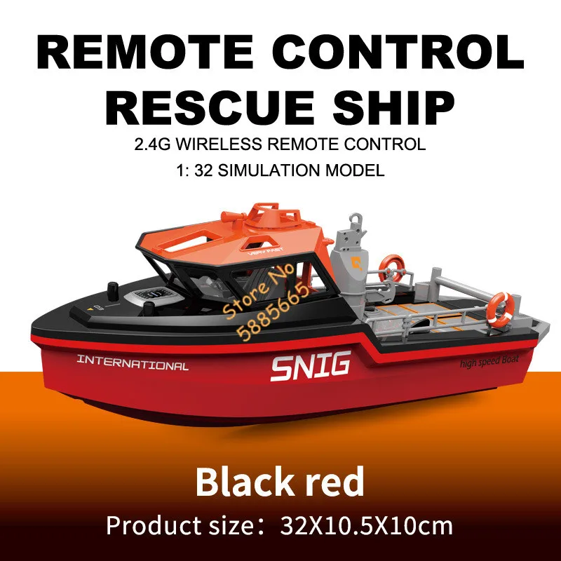 Borstelloze Sterke Macht Redding Afstandsbediening Boot Schip 2.4G 1/32 Volledige Bereik Rijden Hoge Snelheid Waterdichte Politie Jet RC boot Speelgoed