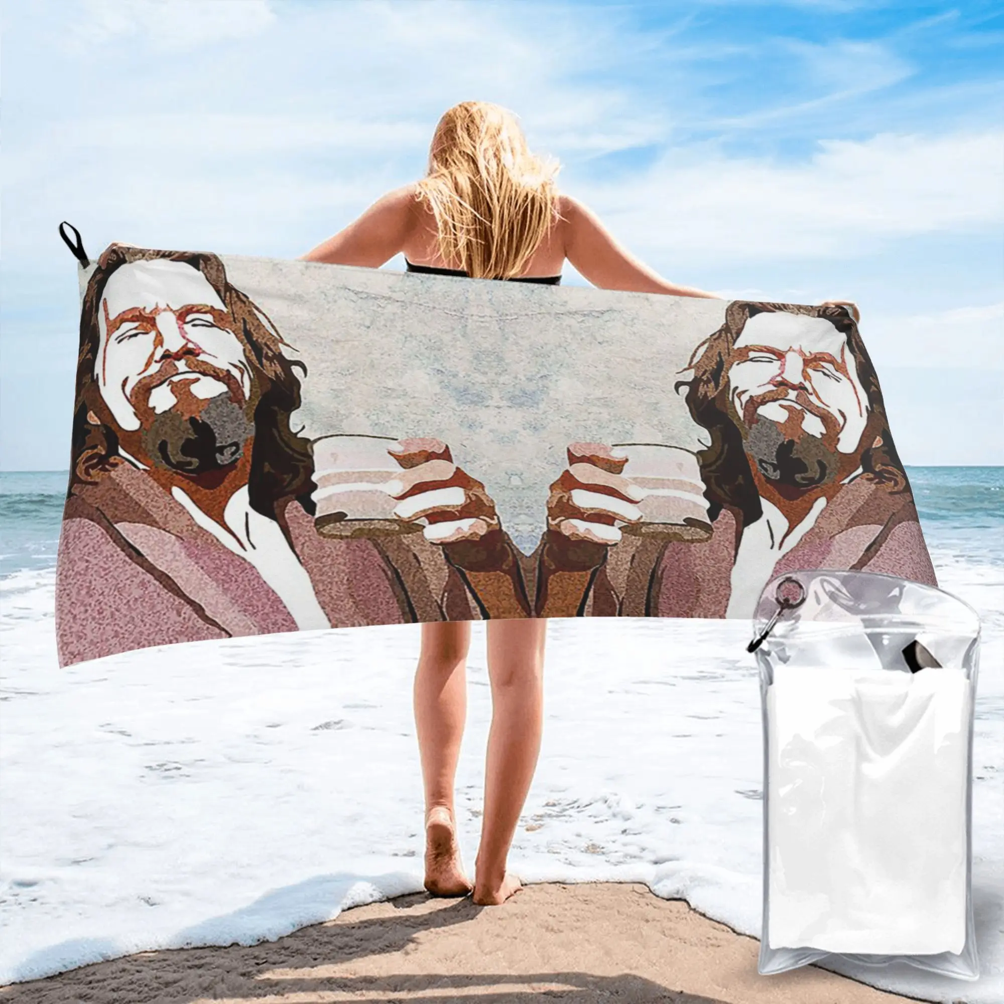 Big Lebowski Dude Portrai Beach Towel Soft Microfiber Quick Dry Absorbent Quick Towels For Mountain Climbing