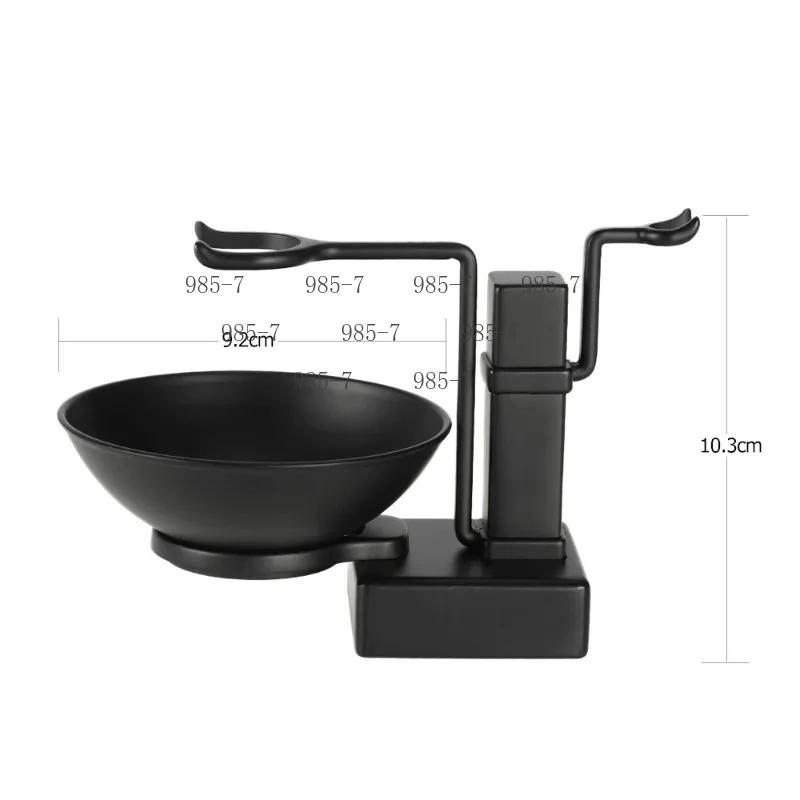 Men Barber Metal Shaving Brush Set With Holder & Soap Bowl Bathroom Accessory