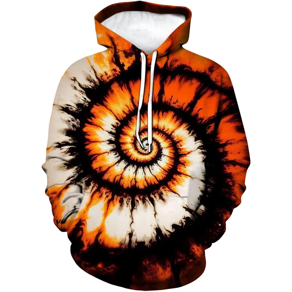 

Women Fashionable And Fun Colored Spiral Themed Tie Dye Hooded Sweatshirt Colorful Long Sleeve Pullovers Autumn Woman Clothes