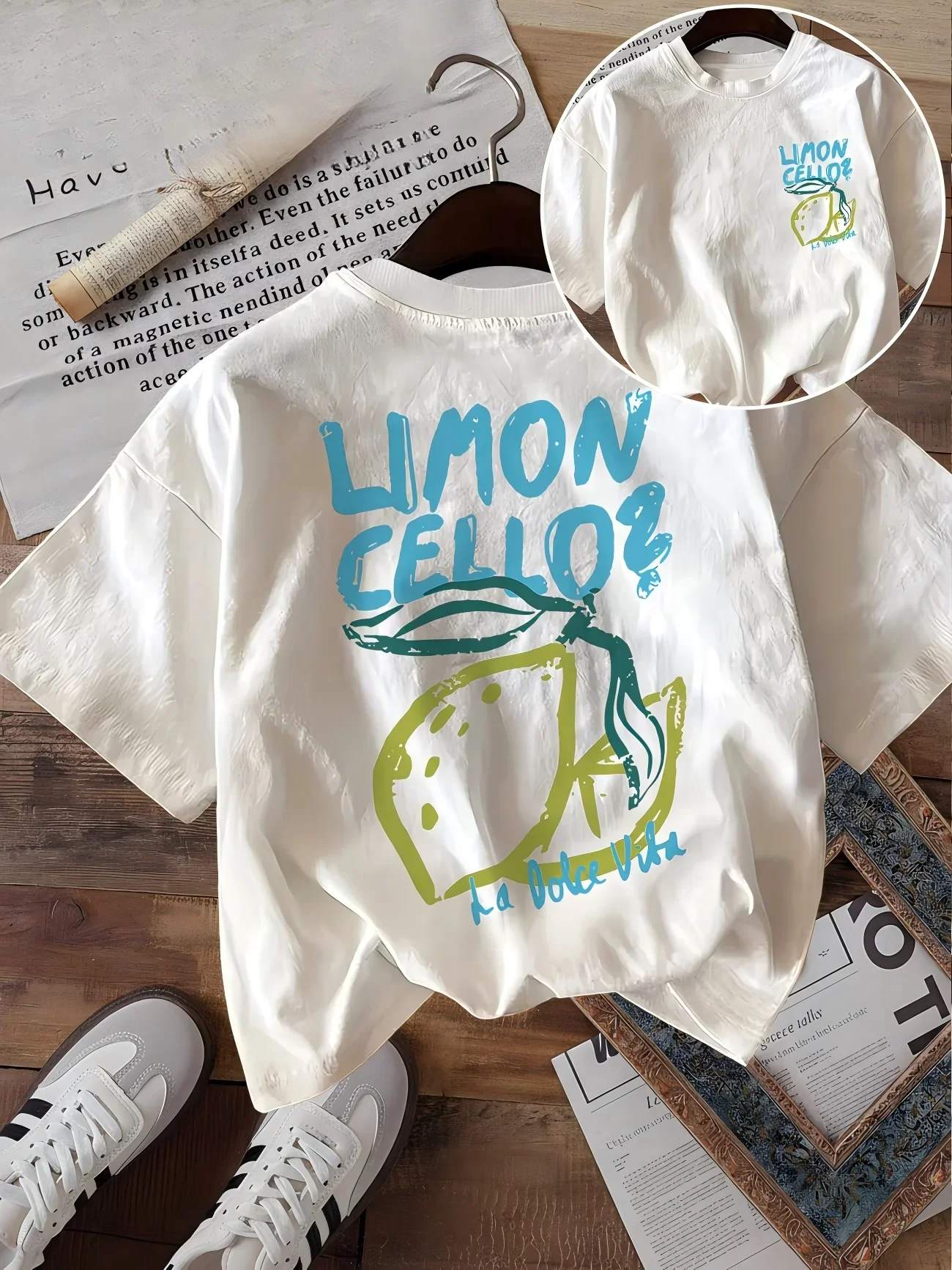 Limoncello La Dolce Vita Graphic T-Shirt Women Italian Summer Lemon Print Tee Vintage Aesthetic Harajuku Casual Summer Top