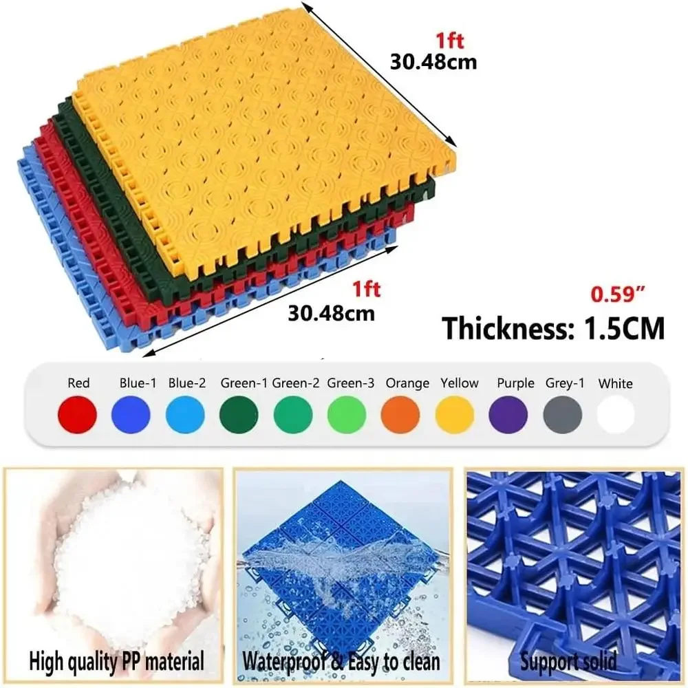 Interlocking EVA Foam Tiles - Drainage & Anti-Slip, Outdoor Multipurpose Flooring, 10-Pack, 10-Pack