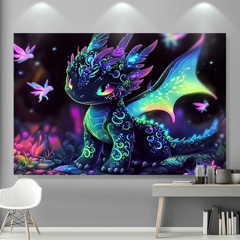 VIKAMA Colorful Dragon Tapestry Taming Dragon Theme Decorative Cloth Children's Room Trendy Cool Living Room Room Decoration