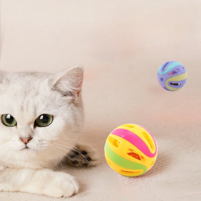 3Pcs Colorful Bell Ball Cat Toys, Interactive Sound‑Making Plastic Chase Play Balls for Kitten Daily Entertainment