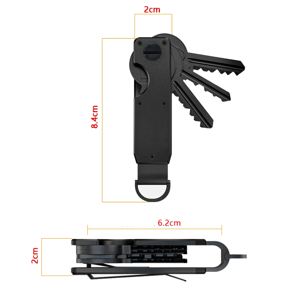Schlüsselanhänger für Männer/Frauen, kompakter Autoschlüsselhalter, minimalistisches Metall-Schlüsseletui, kleiner Schlüsselanhänger, Smart Ring Keybar – Detail 1