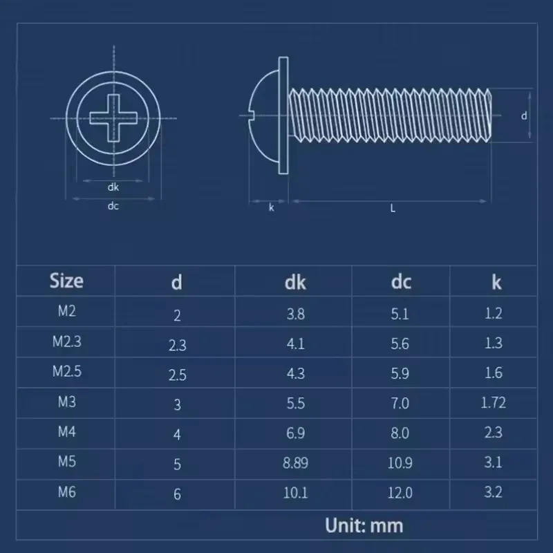 Anti Rust 316 Stainless Steel Cross Round Head Self Padded Washer Screw Hardware Fastener M3-M6