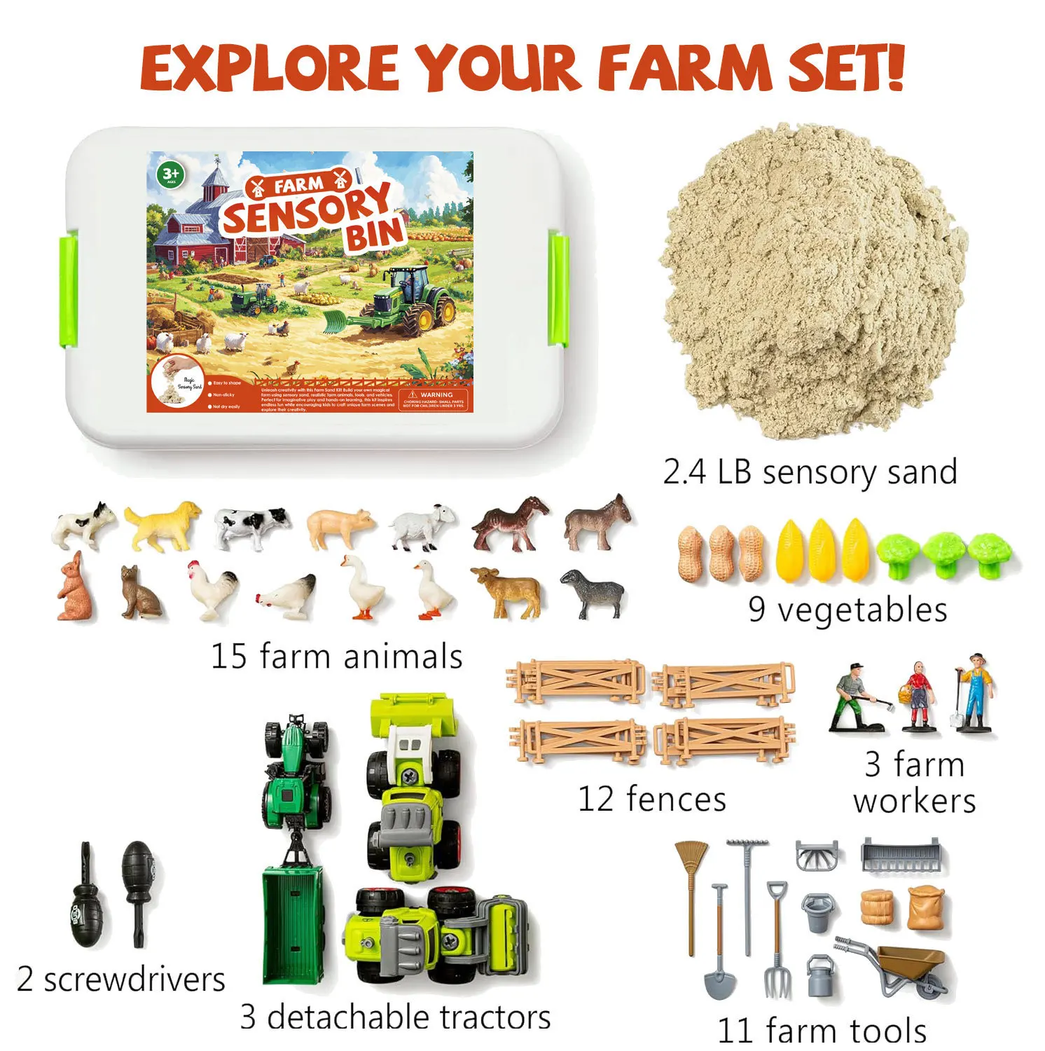 Kids Sensory Sand Tray DIY Space Play Sand Set with Various Molds, Educational Toy gifts for kids