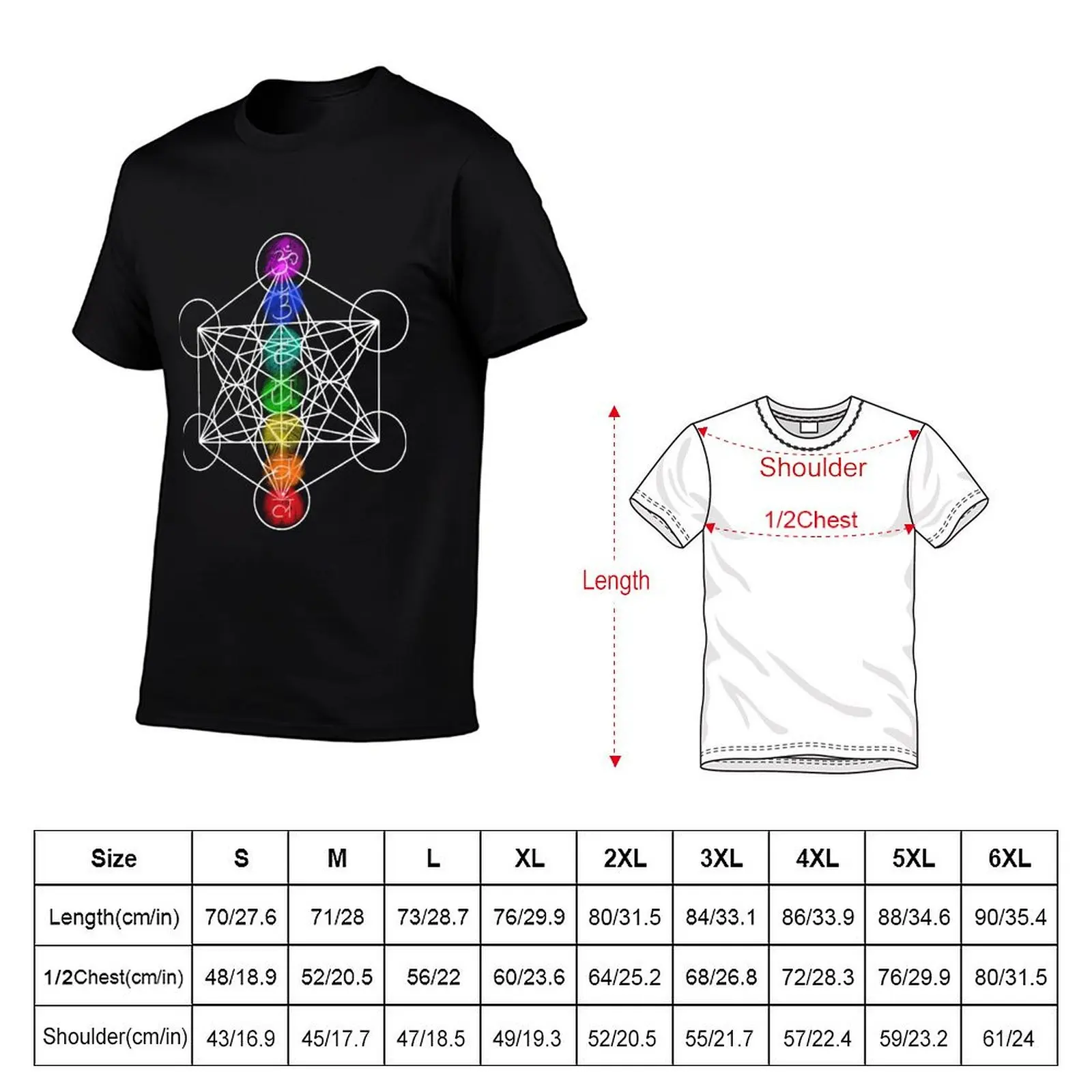 Chakra on Metatron's Cube in White T-Shirt plus sizes plus size tops mens white t shirts