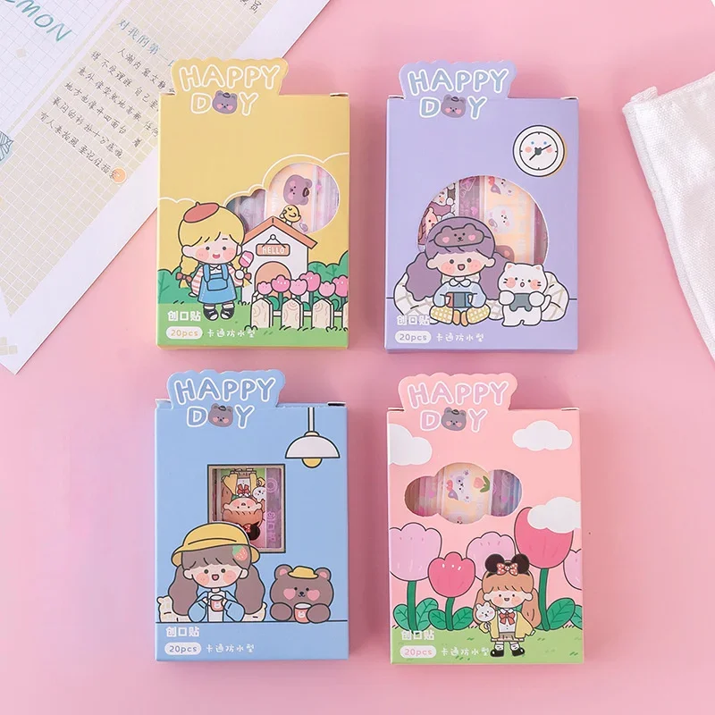 20pcs/box Cartoon Kawaii Band Aid Dressing Plaster for Skin Patch Children Kids Wound First Aid Strips Patch Adhesive Bandages