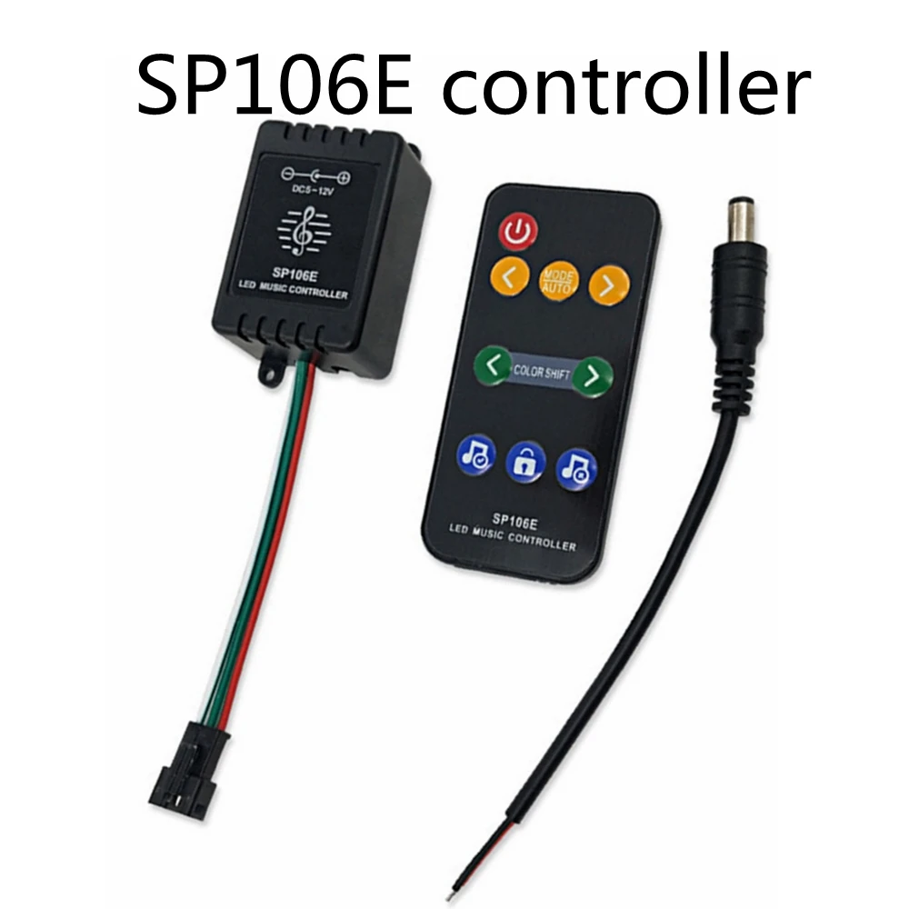 SP106E RGB LED strip wireless pixel music programmable app control controller RF9 key remote control DC5-12V