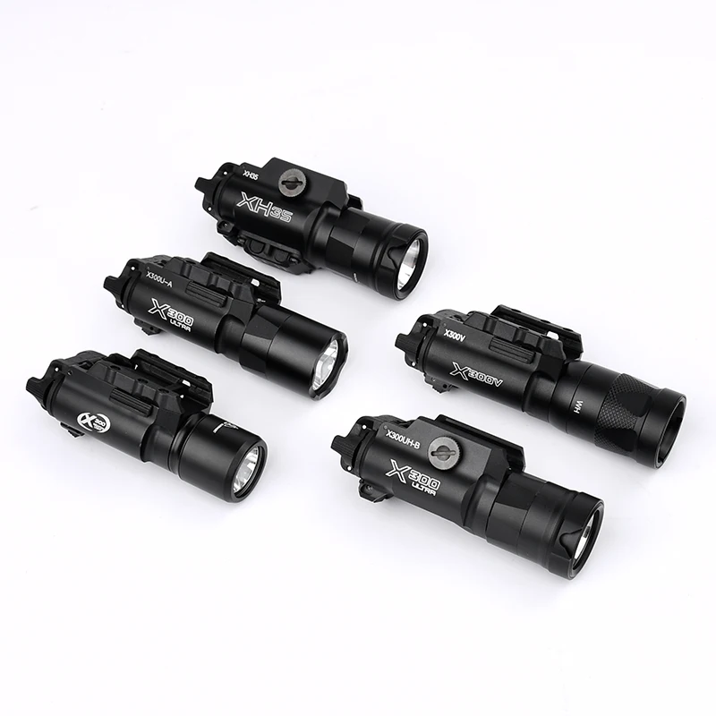 Surefir X300 X300U Ultra X300V XH35 금속 스트로브 LED 라이트 20mm 레일 장착 사냥 손전등 Airsoft 전술 권총 총에 적합