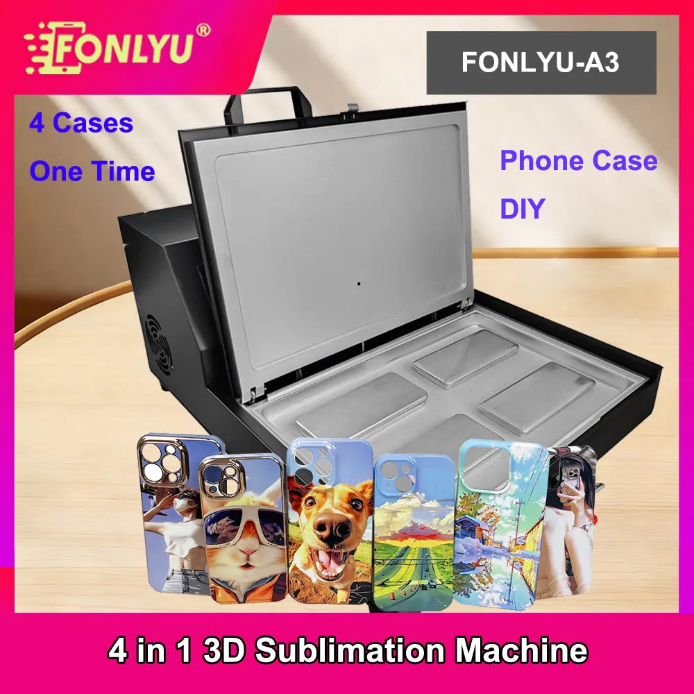 

FONLYU 4 in 1 A3 Size 3D Sublimation Vacuum Machine for iPhone 17 16 14 13 Pro Max Heat Transfer Printing Phone Cases Cover DIY