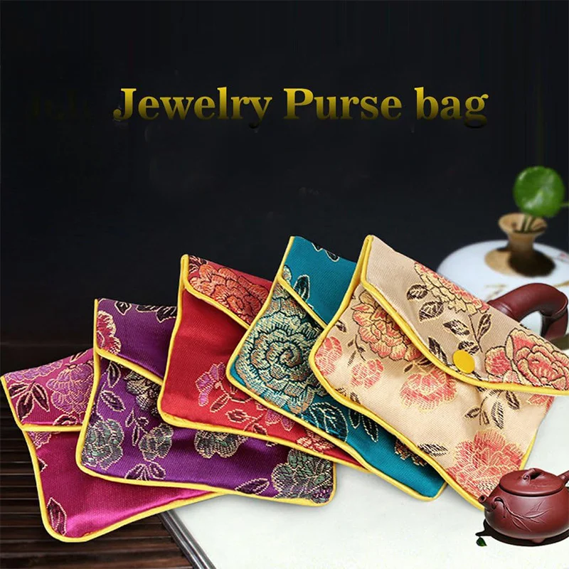 Baitaihem 6 Pack Jewelry Purse Pouch Gift Bags Chinese Silk Style Brocade Embroidered Bag,Multiple Colors