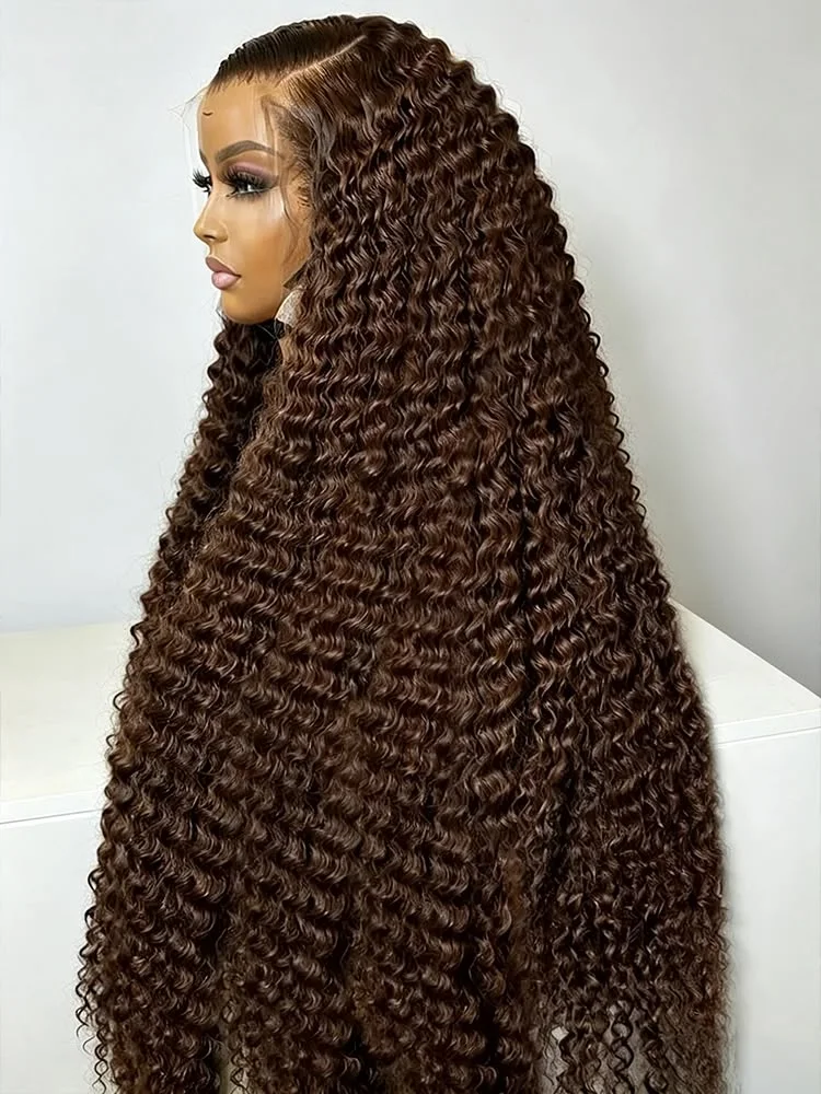 Smilegirl  Deep Wave Frontal Wig 13x4 13x6 Hd Lace 30 Inch Chocolate Brown Curly Lace Front Human Hair Water Wave Brazilian Wigs For Women