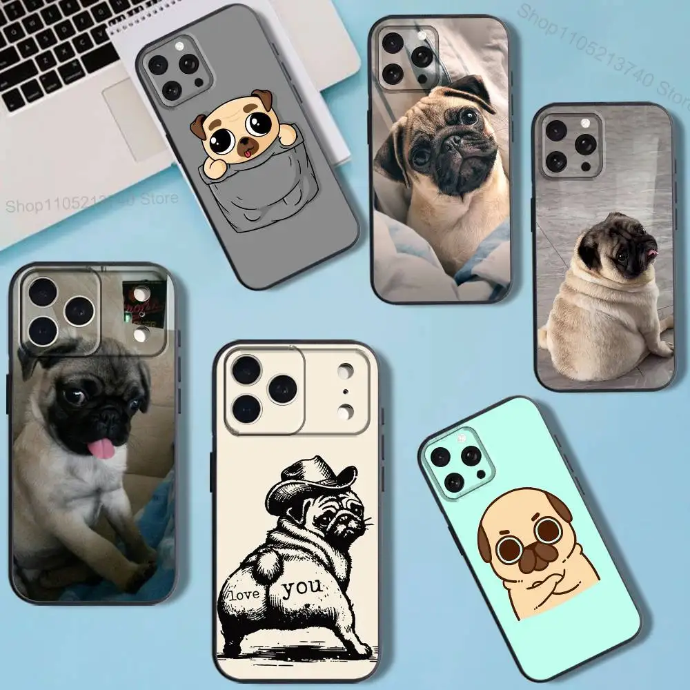 

Cute I-Interesting Pug DogS Phone Case For iPhone 11,15,16,14,13,17,12,Pro,SE4,Plus,E,Max,Air,Mini Black Cover
