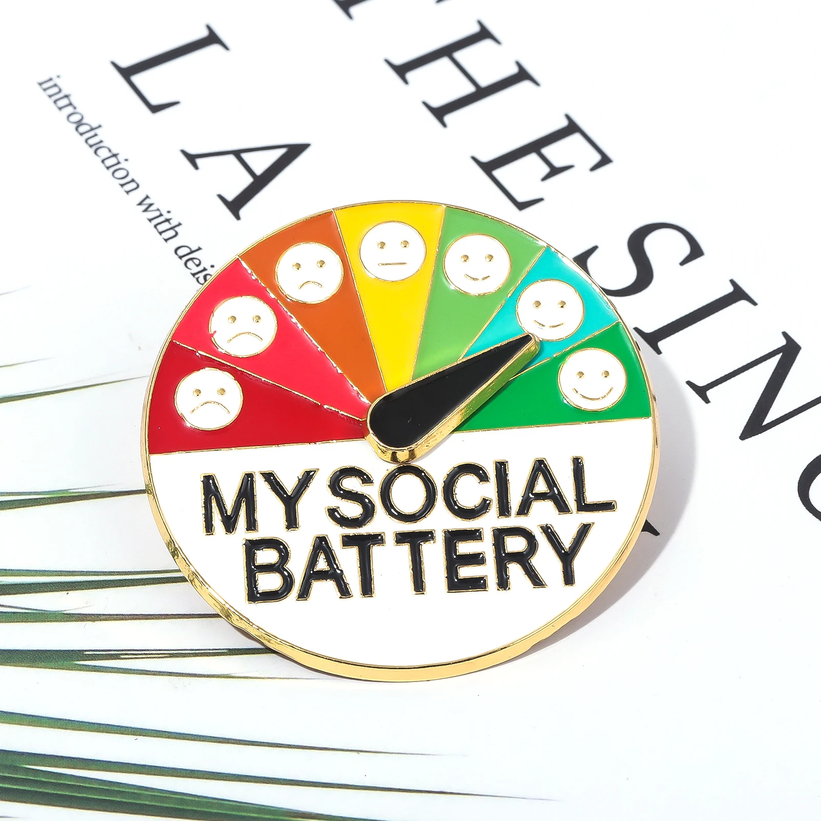 7 أيام في الأسبوع الدوار دبوس بطارية الاجتماعية قوة بروش المزاج التعبير شارة حفلة الرجال النساء على ظهره مجوهرات 2025 #5