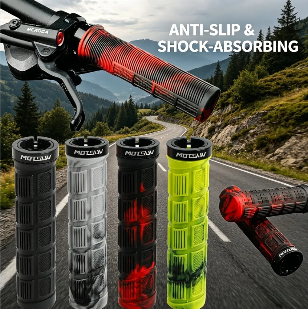 MTB Fahrradlenkergriffe, rutschfest, stoßdämpfend, zweifarbige Spiralgriffe mit Lenkerendstopfen, passend für 22,2 mm Fahrradlenker