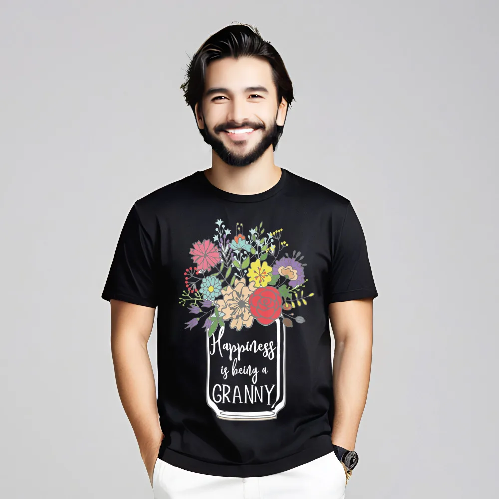 Happiness Is Being A Granny T Shirt Normal Short Sleeve Newest Crew Neck 100% Cotton Tops Tees Tops Shirts for Women Autumn