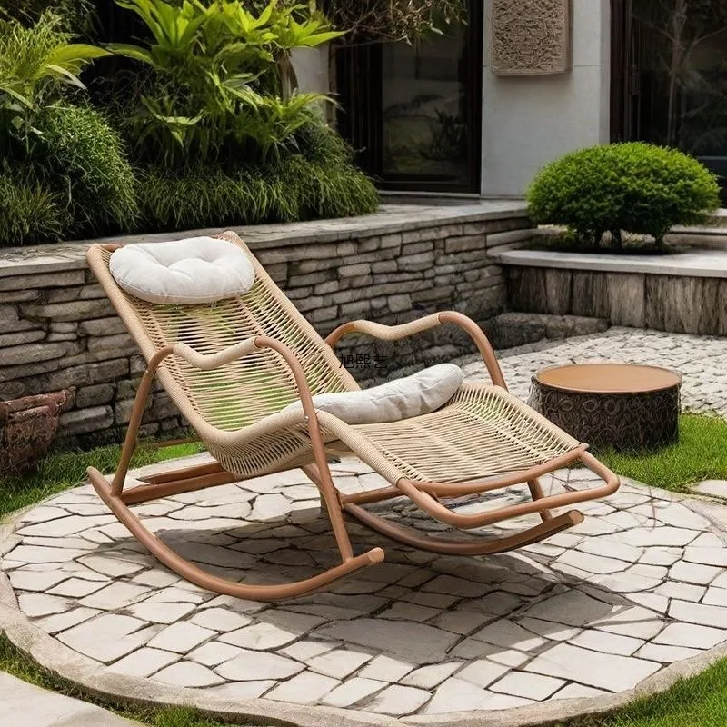 Rocking chair recliner living room balcony lunch break rattan chair home leisure chair elderly chair outdoor