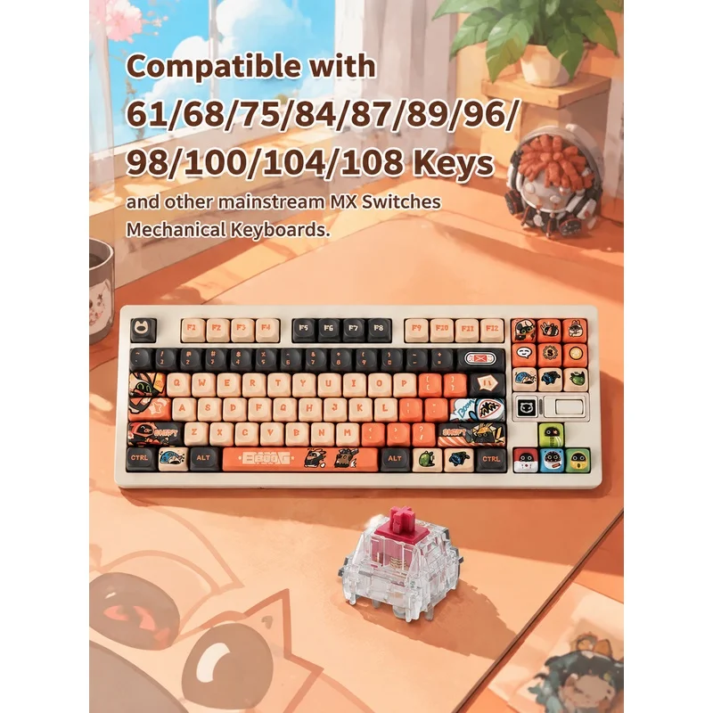 Custom PBT Keycaps,Anime MOA Key Caps,Doubleshot and Dye-Sub,Compatible With MX Mechanical Keyboard 60% 65% 75% 80% 100%