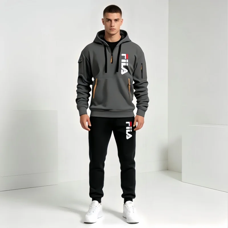 

Spring Autumn Casual Hoodie Tracksuit Men Trendy Long Sleeve Sweatshirt Pants Sport Matching Outfit