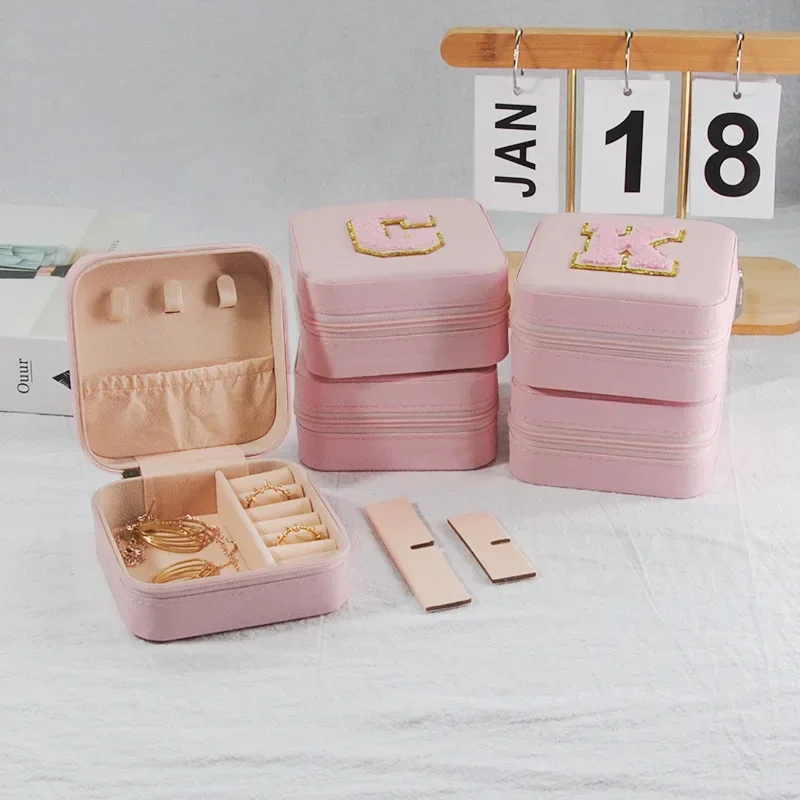 1pcs Single Layer Storage Box Ladies Travel Leather Jewelry Box Classic Black Pure White Fashion Pink Storage Box