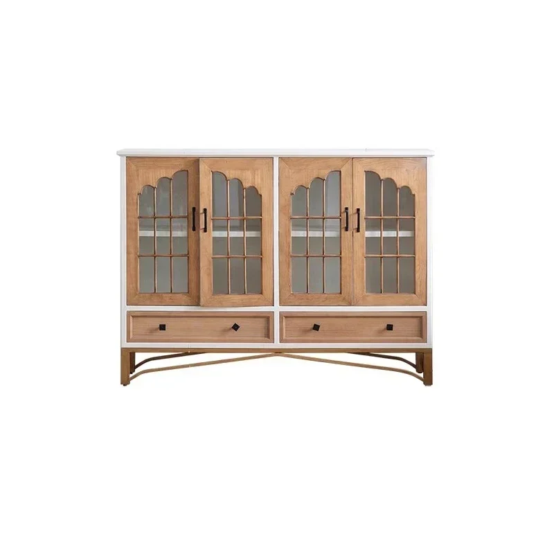 Retro old dining side cabinet shelf glass door low cabinet living room tea  multi-functional locker homestay decoration