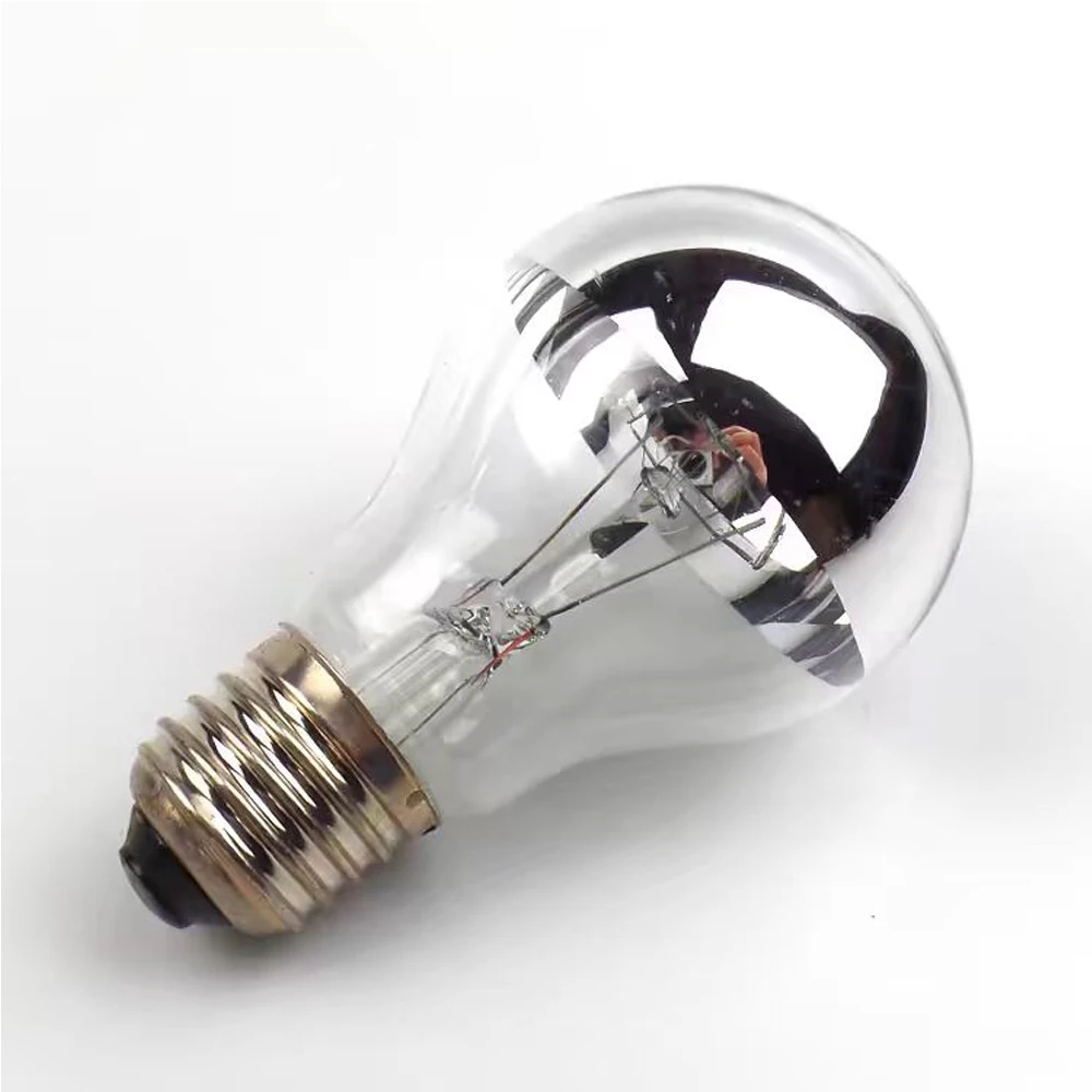HoneyFly 2pcs A60 Sliver Coated Incandescent Bulb E27 40W 105*60mm 2700K Old-fashioned Tungsten Lamp Sliver Top Glass Cover