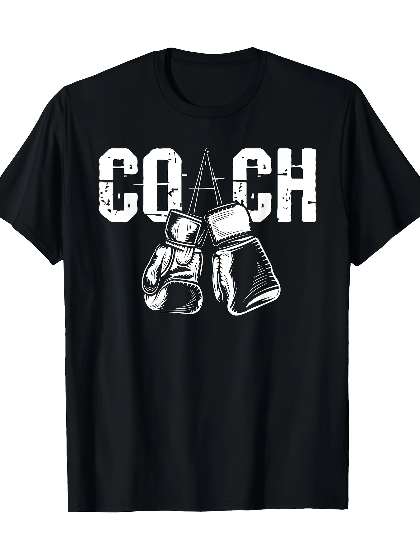 Boxing Coach Graphic Tee With Gloves Print Men's Cotton Round Neck Casual Sports T-Shirt Gym
