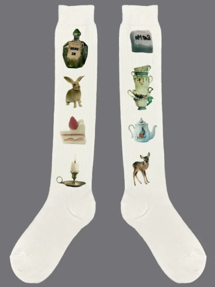 

Компрессионные носки JK с принтом, женские нескользящие до колена до икры на весну, осень-лето