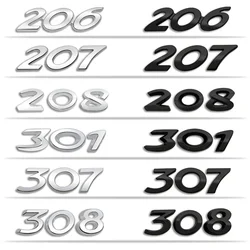 Car Rear Trunk Letters Emblem Sticker for Peugeot 206 207 208 301 307 308 Auto Body Side Badge Decal Exterior Accessories