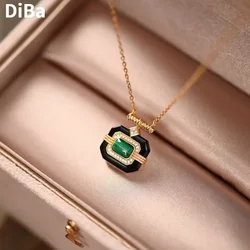Fashion Jewelry Luxury Temperament Square Pendant Necklace For Women Party Gifts Delicate Design Accessories 2024 Trend New