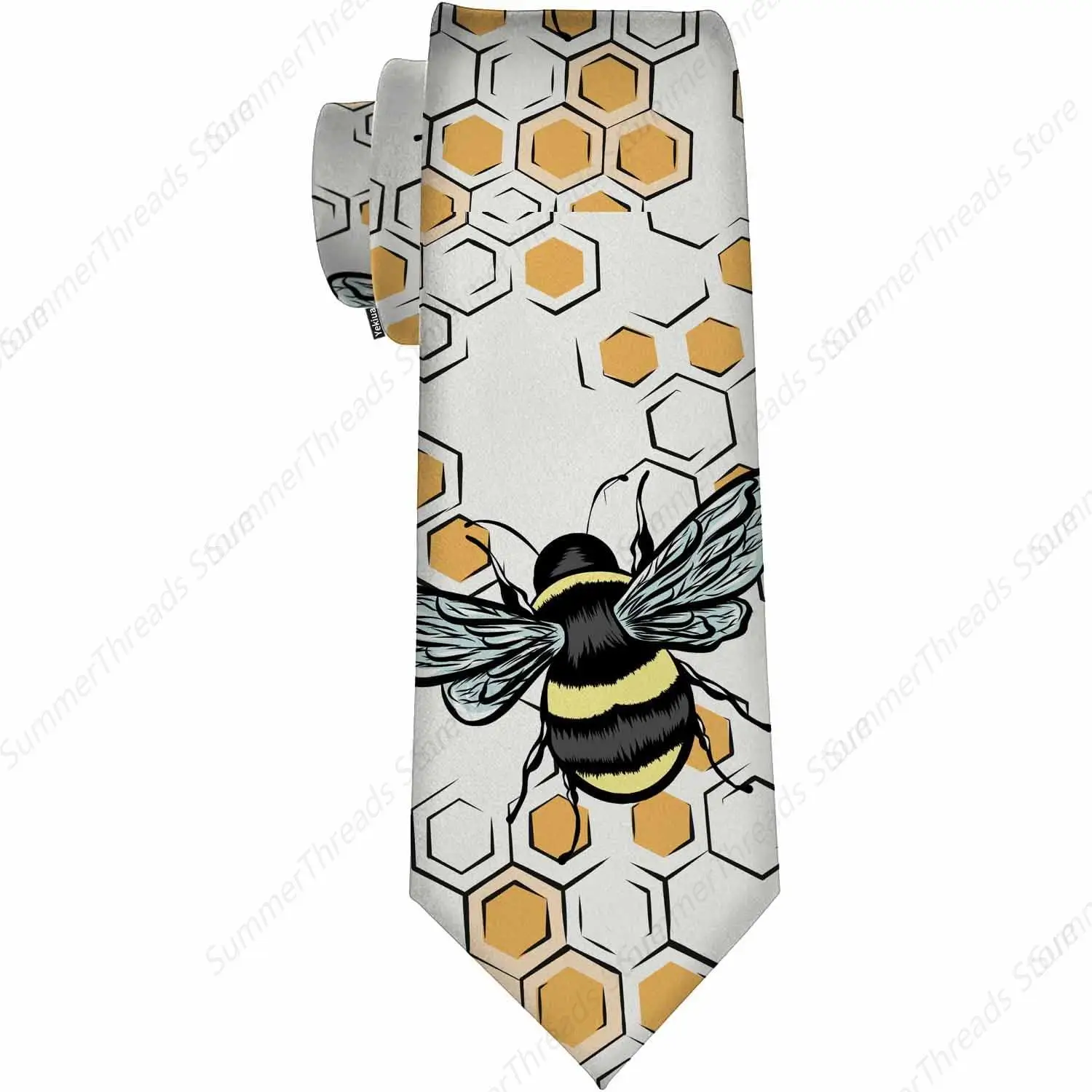 Bee Ties Wings Beetle Honeycomb Honey Men's Business Necktie For Husband Father Valentine's Day Father's Day Gift Yellow Black