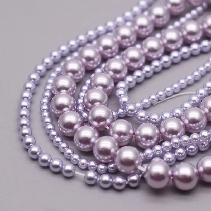 New High Gloss 8mm Round Crystal Glass Beads Imitation Pearl Color Loose Spacer Beads for Jewelry Making DIY Necklace