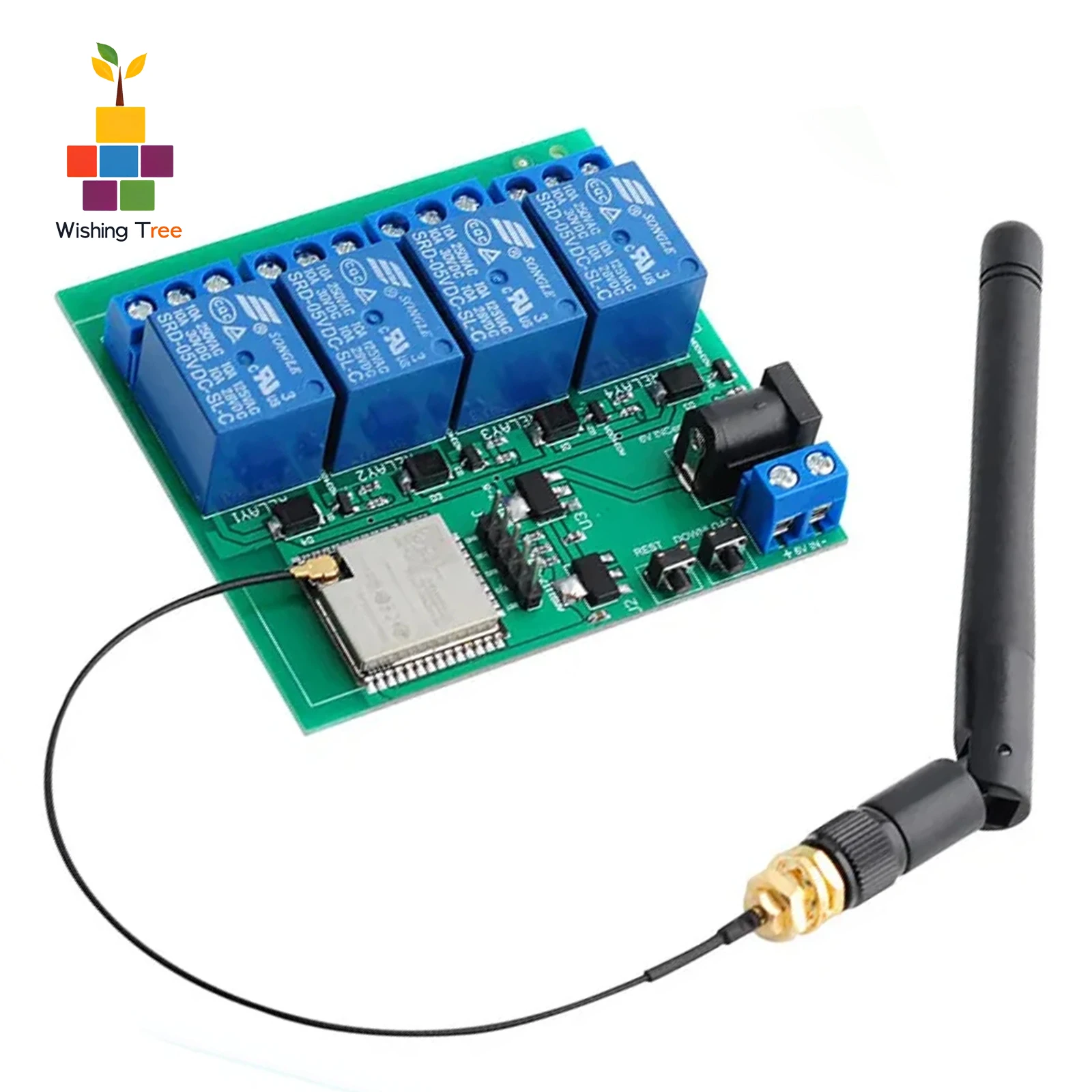 

ESP32S 4-Channel Smart Relay Module with WiFi/Bluetooth Dual Control ESP32-WROOM-32U Chip 2.4G Antenna for IoT Home Automation