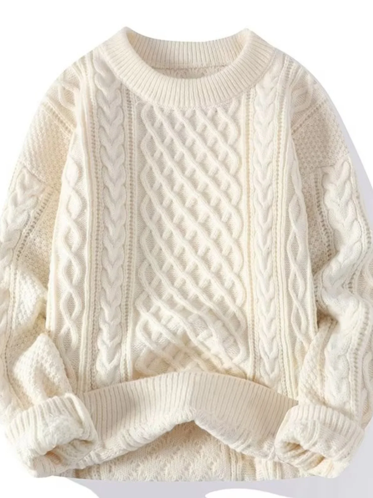 Thiened round Ne Knitted Sweater for Teens Autumn Winter Warm Casual Sle Men's Inner Wear Polyester Fiber Long Sve