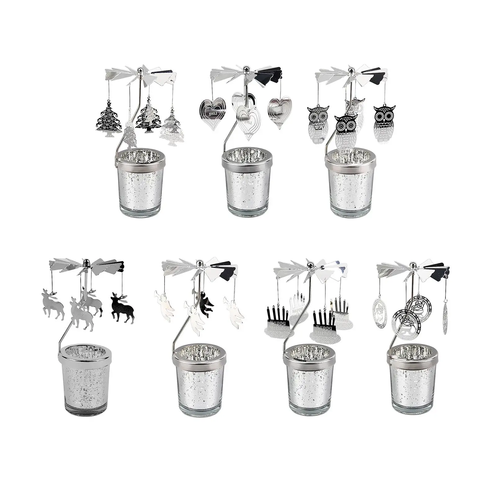Rotating Candlestick Pillar Candle Tea Light Candle Holder for Home Holiday