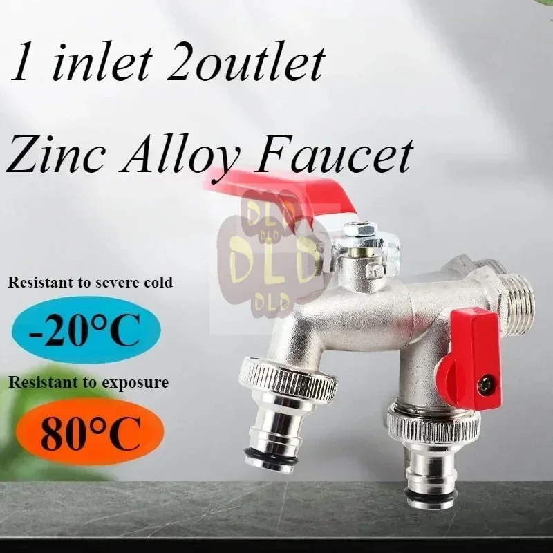 

Industrial and Home Irrigation Zinc Alloy Garden Bibcocks Outdoor 1 Inlet 2 Outlet Bibcock with Dual Nipple and Bathroom Faucet