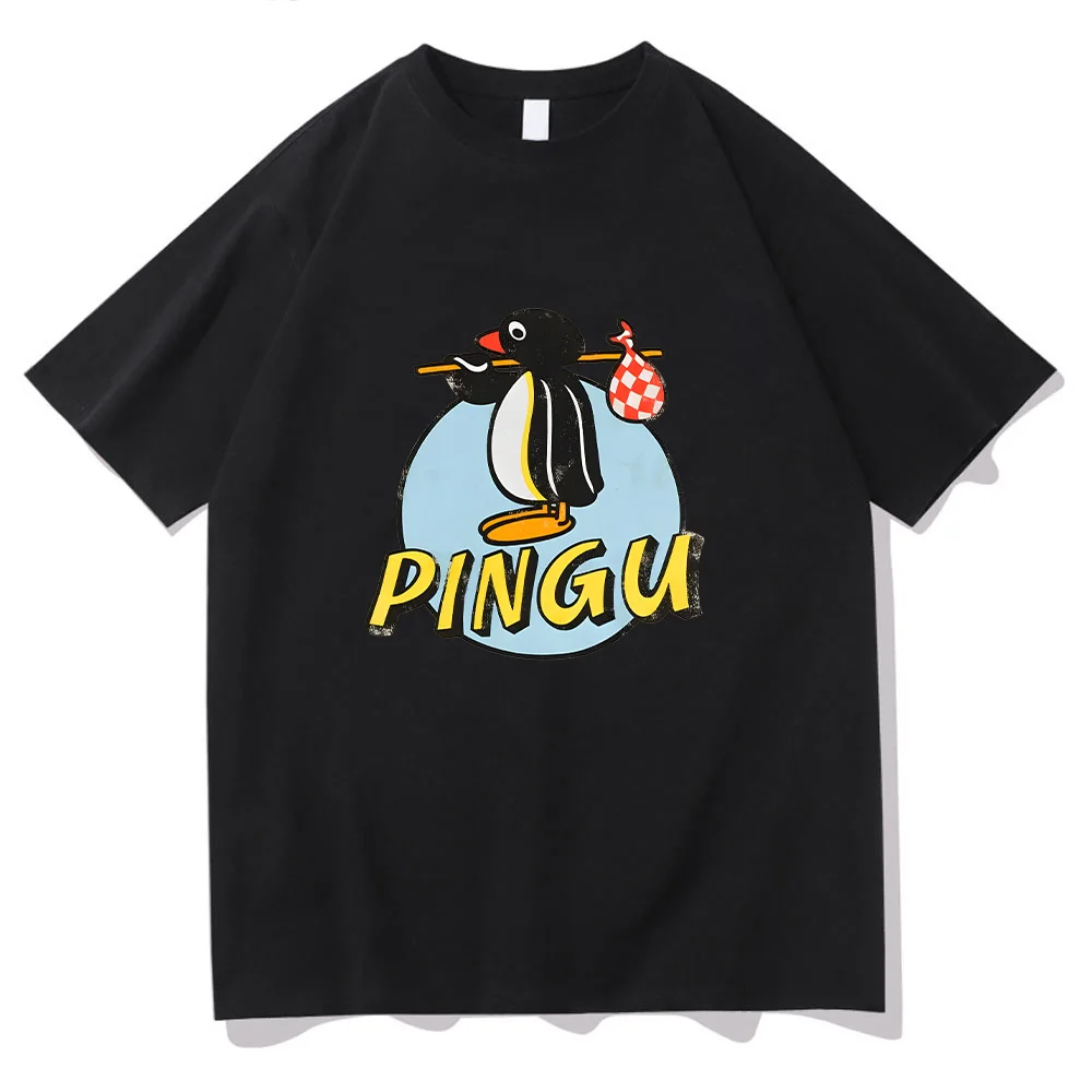 Pingu Classic Logo Natural T-Shirt Women Men Round Neck Penguin Tee Shirt Harajuku Clothes Classic Comfortable Chic Y2K Tees