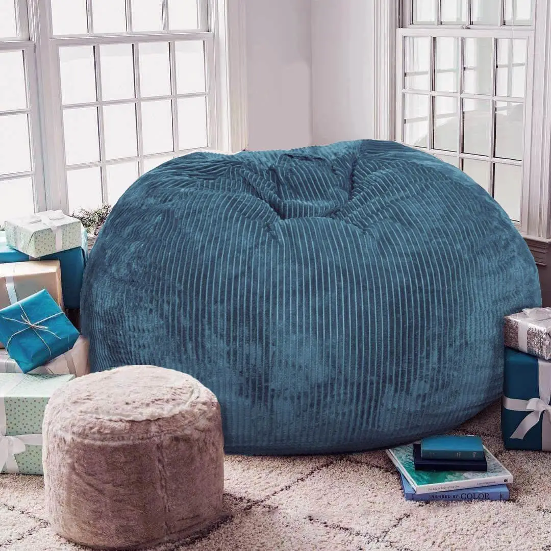 Bean Bag Chair, 4FT Round Memory Foam Filled Bean Bag for Teens & Kids, Ultra Soft Faux Fur Fabric Bean Bag Chairs for Playroom,