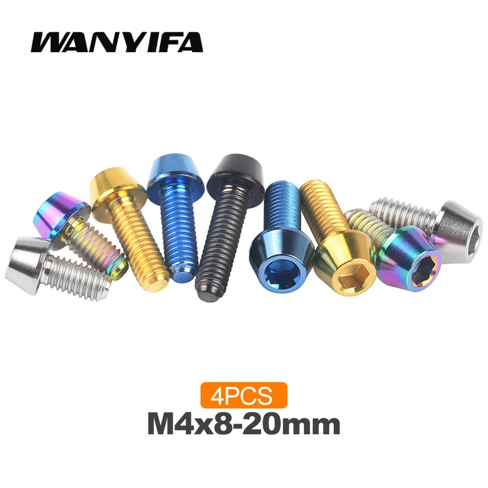 Wanyifa Titanium Bolt Allen Key Taper Head Screw M4 Thumb Shifter Rear/front Derailleur H/L Adjustment Bicycle Screws Accessorie