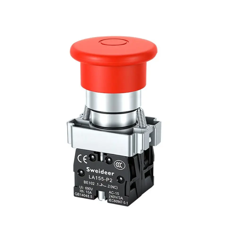22mm Mounting Emergency Stop Button Switch 10A Rated Self-Locking Push Button Switch Momentary Pull Reset Reset Button Switch