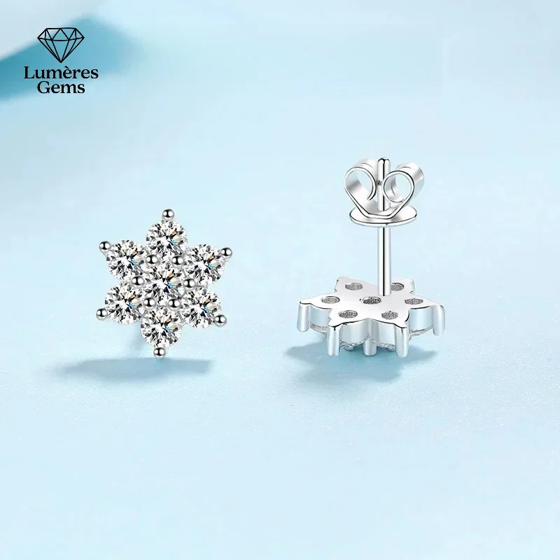 

PT950 Platinum Certified Moissanite Stud Earrings Dcolor 1.4CT Sparkling Snowflake Diamond For Women Wedding Luxury Fine Jewelry