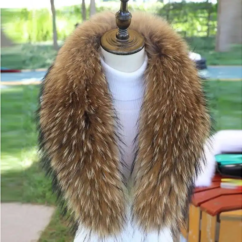 

100% real raccoon fur collar women winter natural fur scarf for coat jacket hood fur trims warm neck wraps Genuine Big Scarves