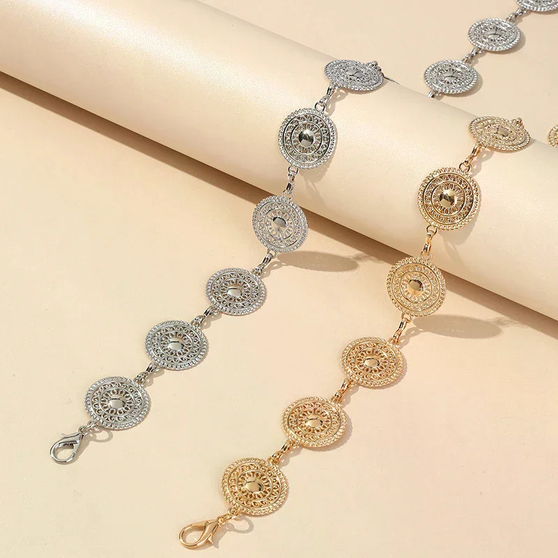 Gold Adjustable Buckle Long Waist Belt Dress Body Chain Fashion For Women Vintage Openwork Metal
