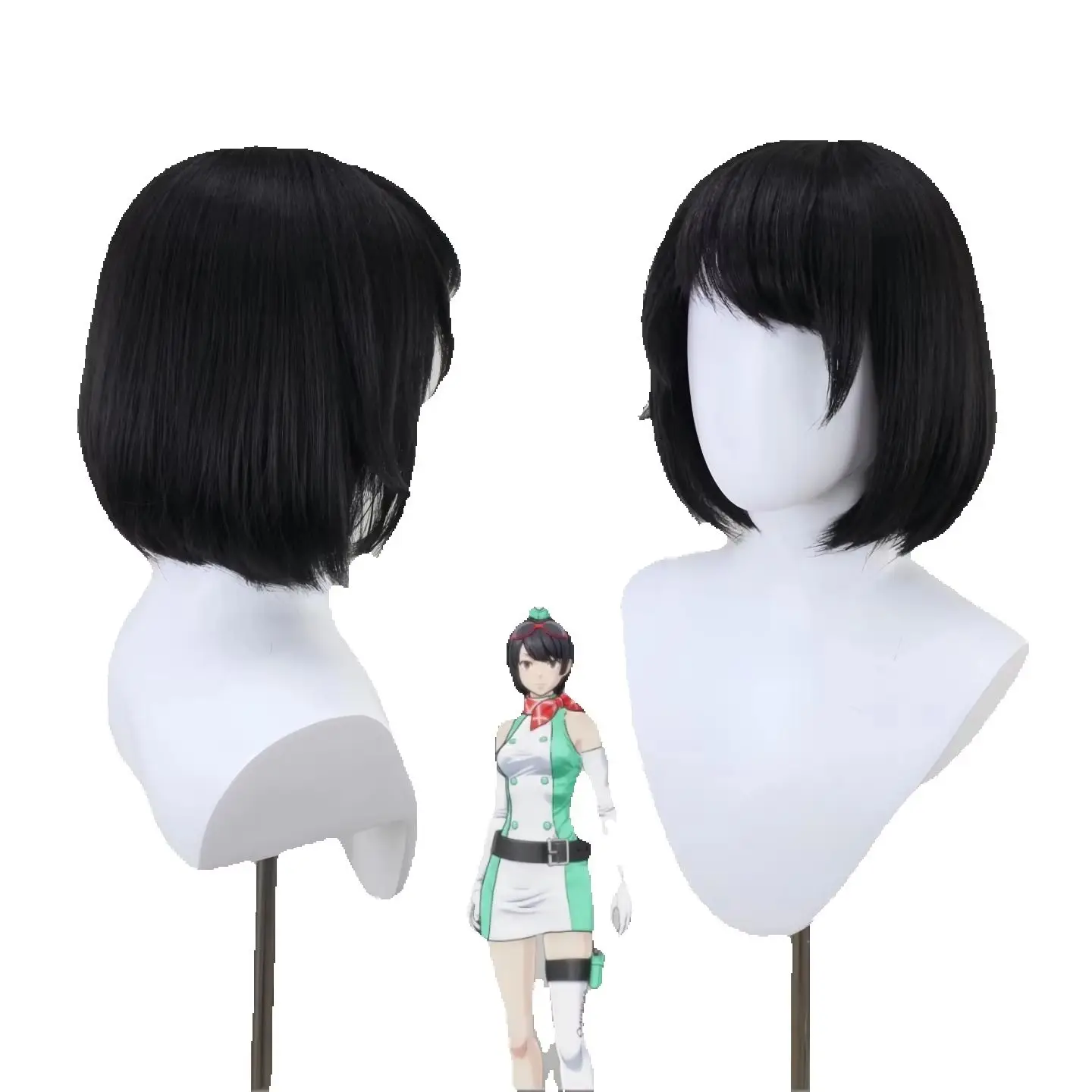 Black Brown Ombre Long Wavy Cosplay Wig Women Anime Character Synthetic Hair Bangs Inner Pink Highlights Halloween Costume Wi