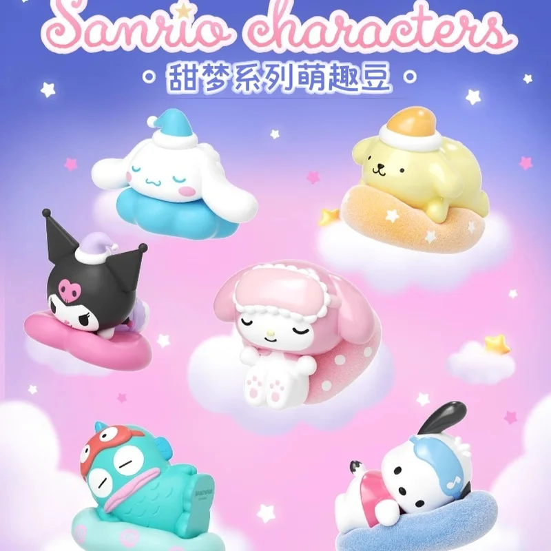 

Anime Sanrio Family Sweet Dream Series Mini Action Figures Blind Box Toys Kawaii Kuromi Pom Pom Purin Girls Collection Ornaments