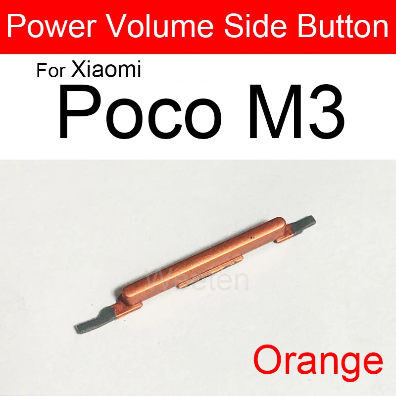 Para xiaomi poco pocophone m3 m3 pro x3 nfc x3 pro power voume botão lateral volume controle de áudio botões chave lateral peças reparo