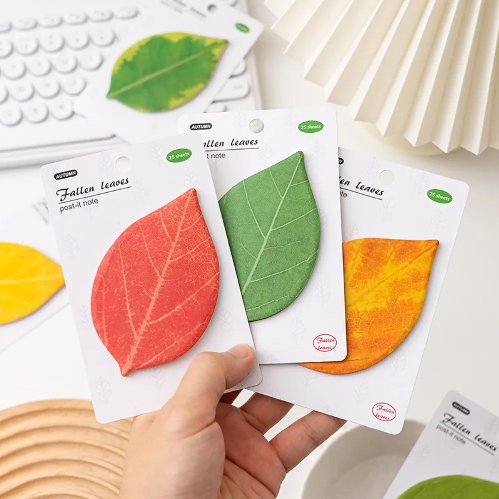 25 Sheets/book Leaf Paper Pad Sticky Notes Cute Tree Leaf Sticky Notes Paper Memo Office School Home Self-Adhesive Note Sticker
